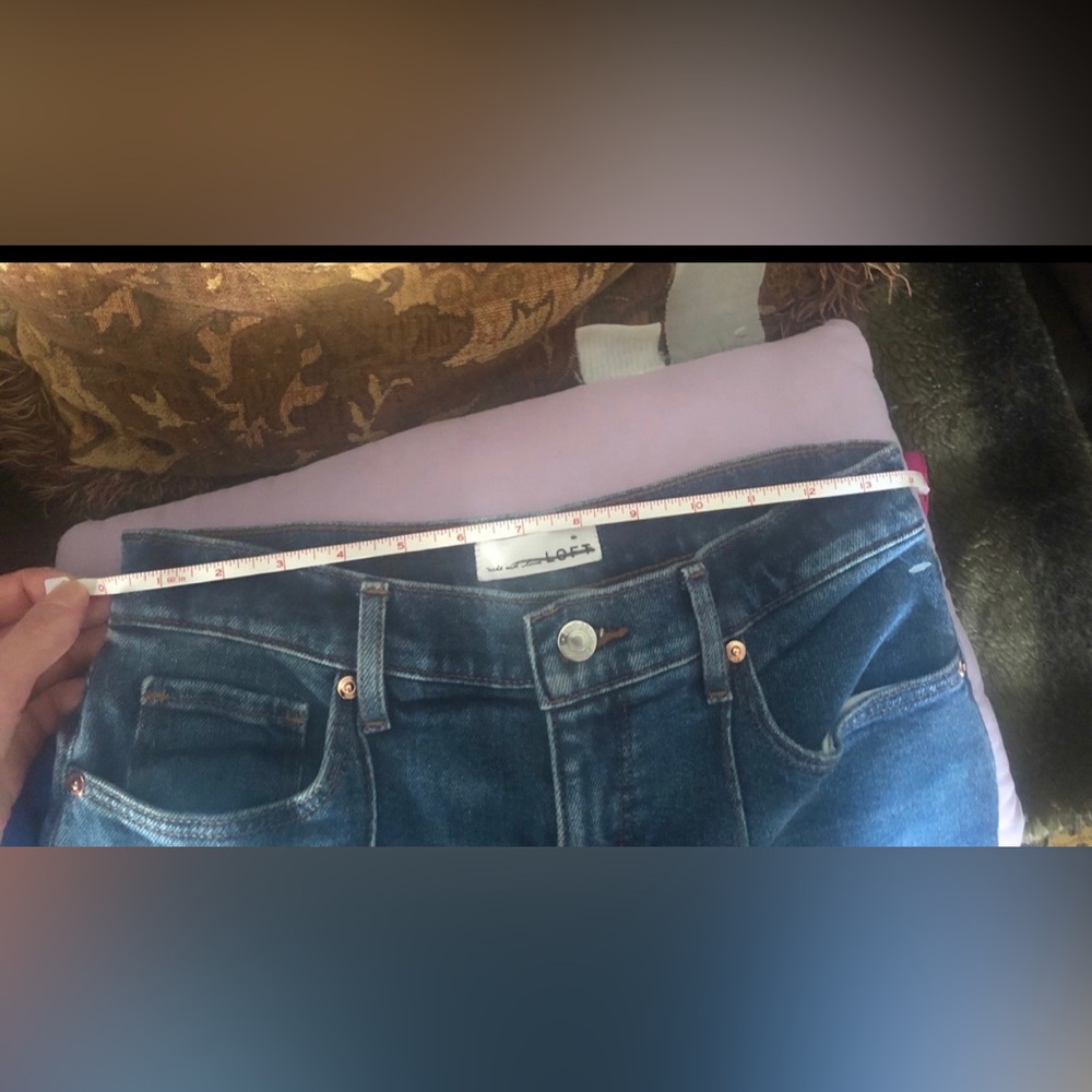 NWOT Ann Taylor LOFT High Rise Pintucked Blue Medium Wash Jeans Size 4 or 27 - Picture 6 of 9